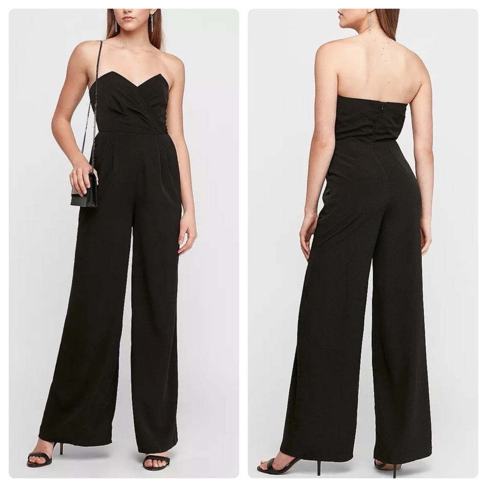 EXPRESS BLACK SWEETHEART WIDE LEG JUMPSUIT 10